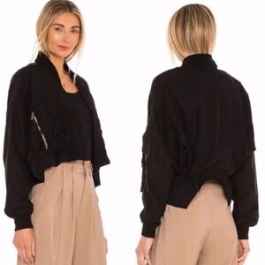 New Young Fabulous & Broke Fara Utility Cropped Convertible Bomber Jacket